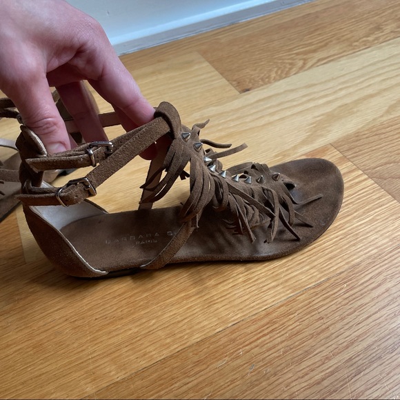 Barbar Bui Gladiador Suede Fringe Spiked Sandals - Picture 8 of 11